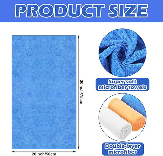 10 Pcs Extra Large Microfiber Cleaning Cloth 30" x 20" Large Floor Microfiber Towel Reusable Washable Free Lint Free Cloth Rag for Squeegee Mop Floor Window Housekeeping (White, Yellow)