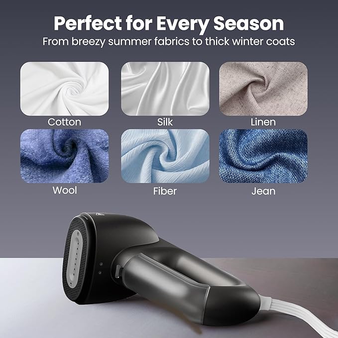 Neakasa Magic 1 Vacuum Steamer, Handheld Travel Garment Steamer for Clothes, 2300Pa Suction for Clothes Grips, Steamer Iron 2 In 1, For 110-120V Use (Grey)