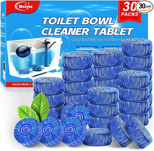 Toilet Bowl Cleaner Tablets Blue Toilet Tank Cleaners, Septic-Safe Hard Water Stain Remove, Bathroom Automatic Toilet Cleaning & Deodorizer, Fresh Scent - 30 Tabs