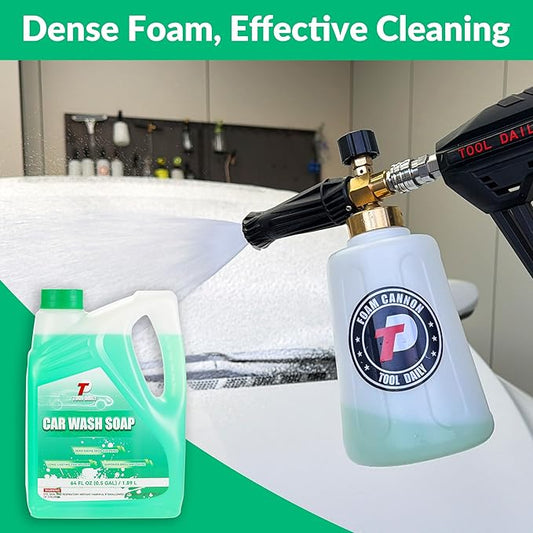 Tool Daily Foam Cannon for Pressure Washer with Car Wash Soap, Adjustable Snow Foam Lance, Additional Orifice Nozzle 1.1mm, 1/4” Quick Connect