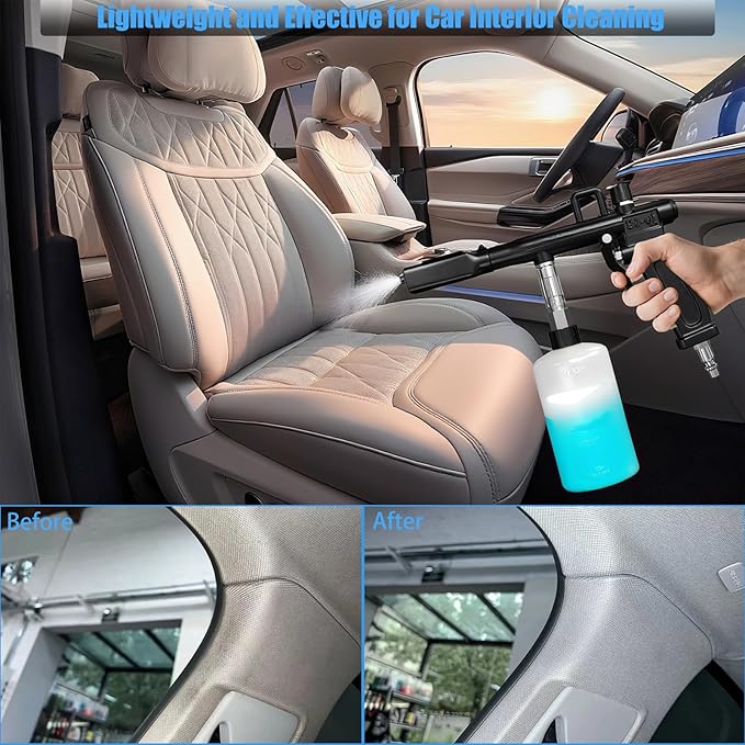 Car Cleaning Gun, Auto Interior Cleaning Detailing Air Blow Gun, High Pressure Car Cleaning Tool for Car Roof, Upholstery Seats, Carpets, Works with Air Compressor, Dual Mode