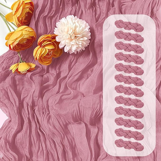 12 Pack Dusty Rose Cheesecloth Table Runner 17 x 108 Inch Gauze Table Runner Fabric Semi Sheer Cheese Cloth Table Decor Bulk for Rustic Romantic Wedding Baby Shower Table Decoration