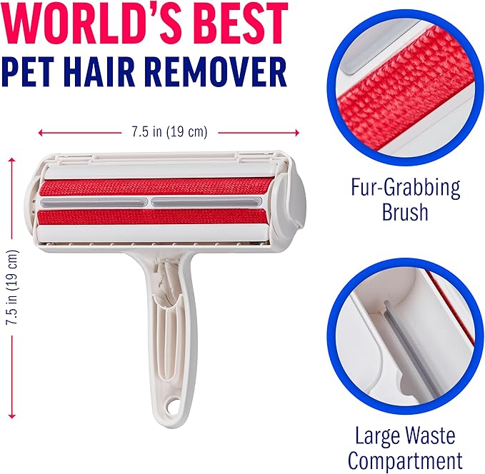 ChomChom Roller Pet Hair Remover – Original Size Reusable Lint Roller for Cat & Dog Hair on Furniture, Couch, Carpet, Car, Rugs & Bedding – Portable, Eco-Friendly (White) - Image 8