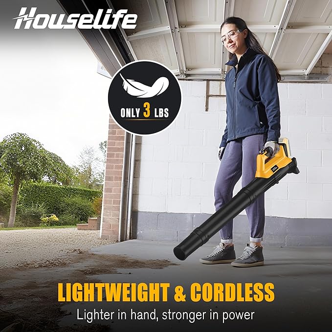 Cordless Leaf Blower(No Battery) Compatible with Dewalt 20V MAX XR Battery - 400 CFM/130 MPH Electric Leaf Blowers for Deck, Patio, Driveway,Yard,Garage Cleaning (Tool Only)