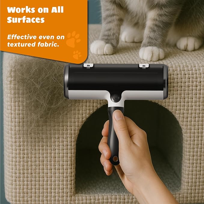 Pet Hair Remover and Reusable Lint Roller - Cat and Dog Hair Remover for Couch, Furniture, Carpet, Clothing and Bedding - Portable, Multi-Surface Fur Removal Tool (Black) - Image 6