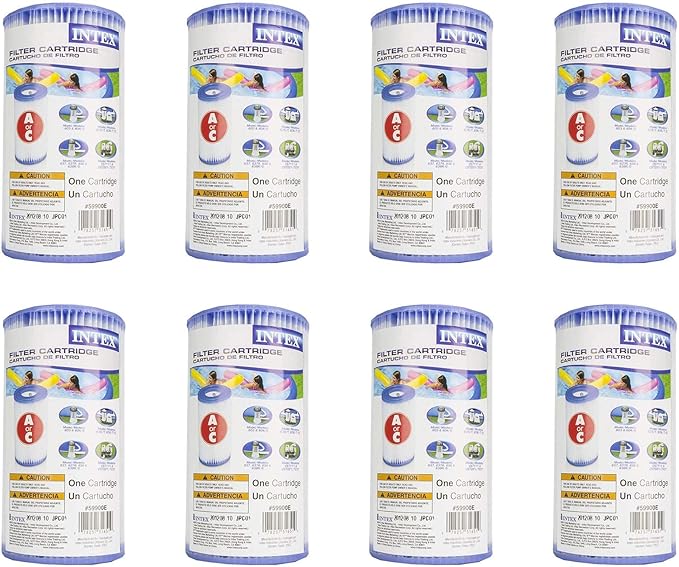 Intex Pool Easy Set Type A Replacement Filter Pump Cartridge (8 Pack) | 29000E