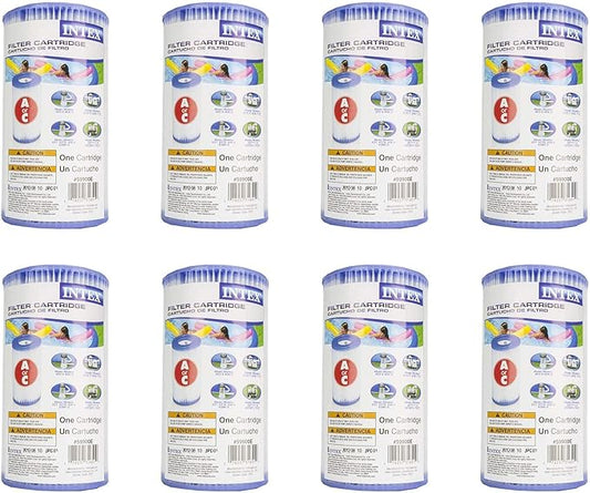 Intex Pool Easy Set Type A Replacement Filter Pump Cartridge (8 Pack) | 29000E