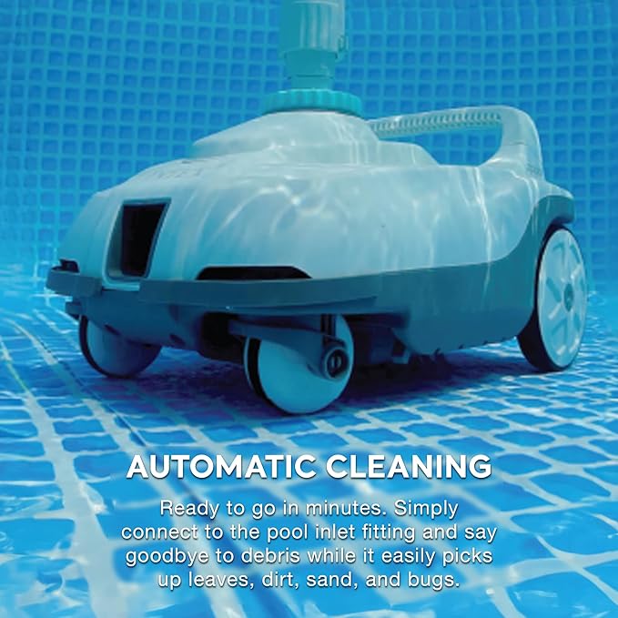INTEX 28006E ZX100 Pressure-Side Above Ground Automatic Pool Cleaner: For Bigger Pools – Cleans Pool Floor – Removes Debris – Removable Filter Tray – 21ft Tangle Free Hose