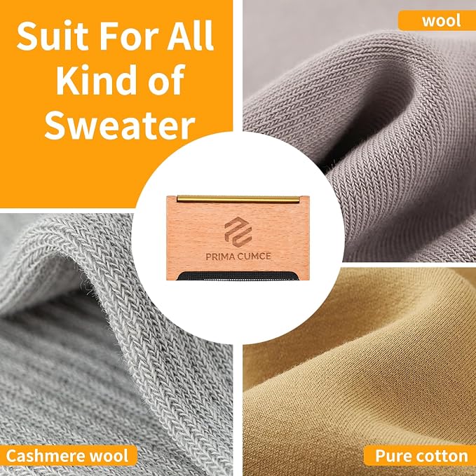 Wooden Cashmere Comb for Knits, Sweaters, Wool & Delicate Fabrics ?€? Manual Fabric Shaver, Fuzz Remover, Portable Depiller for Clothes, Bobbles, Lint, Pilling Tool ?€? Sweater Care Essential - Image 3