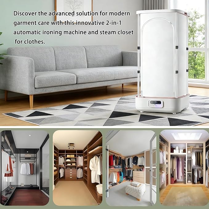 Automatic Vertical Garment Steamer System with Remote, 900W Wireless Steam Iron and Drying Station, Multi-Function Steam Closet for Full-Size Clothing and Fabric Care