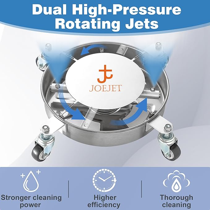 JOEJET Undercarriage Pressure Washer Attachment, Undercarriage Cleaner with 4 Wheels, 14 Inch Under Car Washer, 3 Power Washer Extension Wands, 4000 PSI