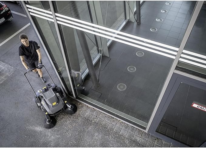 Kärcher Pro Walk Behind Outdoor Push Sweeper, KM 70/20 C 2SB, Two Bristle Brushes, Sweeps up to 20,000 ft² - 11 Gallon Capacity - for Commercial Use in Warehouses, Workshops, and More