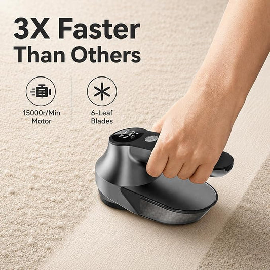 DBC Rechargeable Fabric Shaver,3-Speed Lint Remover Lint Shaver for Clothes | LED Display, 15000r/Min Powerful Motor, Large Shaving Head, 6-Leaf Blades, Lint Ball, Furniture, Black - Image 2