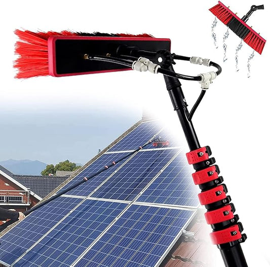 Telescopic Cleaning Brush, Multi-Purpose Water Spray Brush, Solar Panel Cleaning Equipment, Telescopic Hydrocleaner, 3.6m-10.8m, Roof Cleaning Tools Window Cleaner Kit,12ft/3.6m-35cmBrushhead