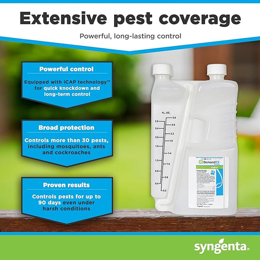 Demand CS Insecticide - Long-Lasting Pest Control, 1-qt. Sprayable Insecticide Effective Against Over 30 Pests, Formulated for Indoor & Outdoor Use
