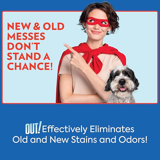 OUT! PetCare Pet Odor & Stain Remover Spray, Carpet & Floor Cleaner, Deodorizer for Dogs & Cats, Made in USA, 32 fl oz (2 Pack)