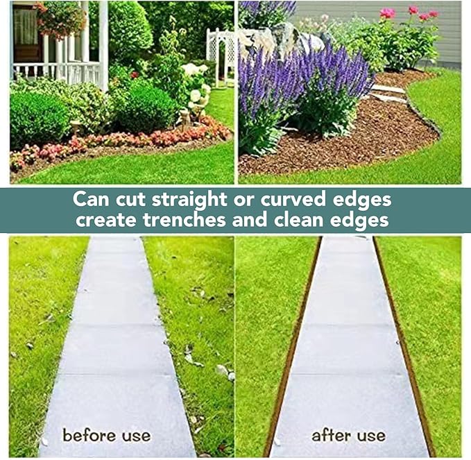 KANASI Lawn Edger, T Handle Stainless Steel Half Moon Tool for Garden Flower Bed and Sidewalk Driveway Edging