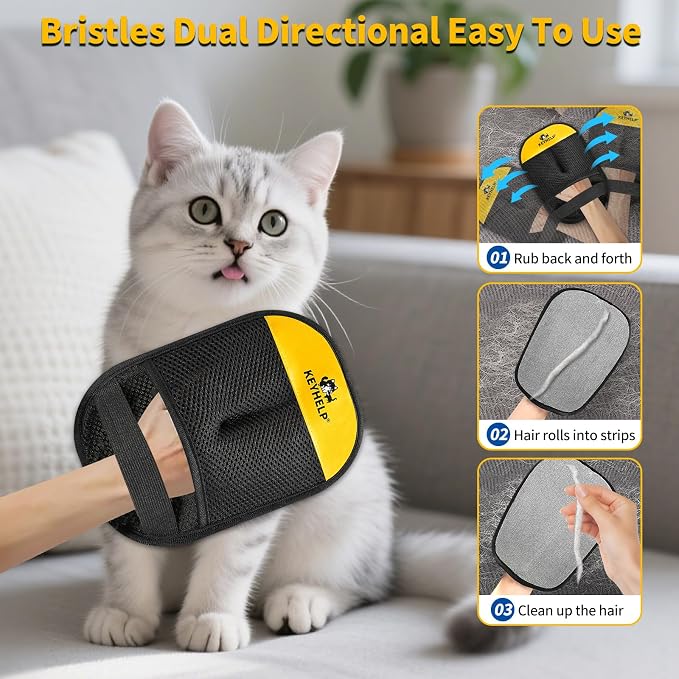 2Pcs Pet Hair Removal Glove for Dogs & Cats, Electrostatic Pet Hair Glove | Newly Upgraded Reusable Pet Hair Remover Glove, Pet Hair Remover Tool for Clothing, Couch, bed, Carpet, Car Seat - Image 3