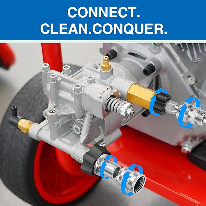 Premium Pressure Washer Quick Connect Kit - M22 Swivel to 3/8'' Quick Connect, 3/4'' to Quick Release, M22 14mm Power Washer Adapter Set Quick Connect Pressure Washer Fittings (Stainless Steel)
