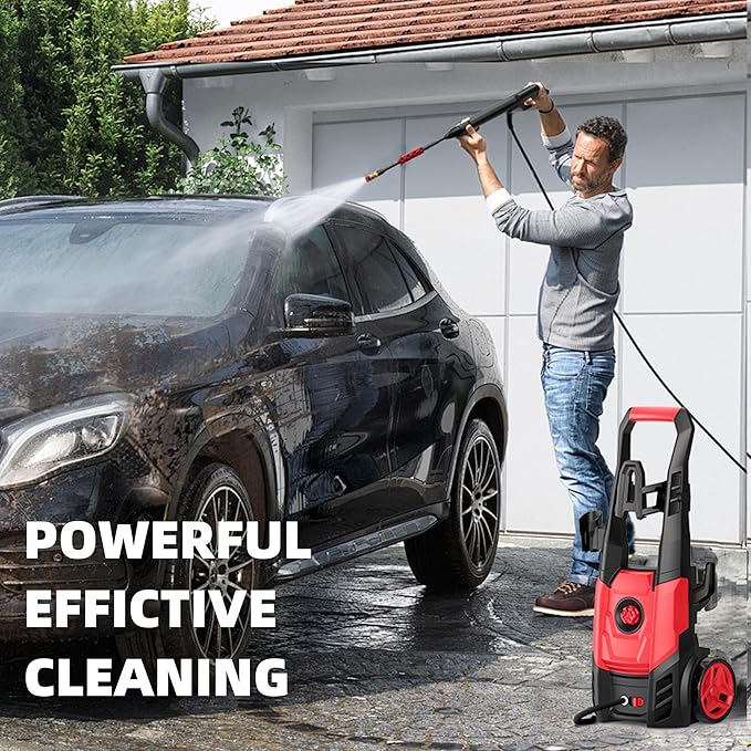 Electric Pressure Washer, 2.5 Max GPM Electric Power Washer with Foam Cannon, Powerwasher with 4 Nozzles, High Pressure Washer for Cars, Driveways, Patios, Decks