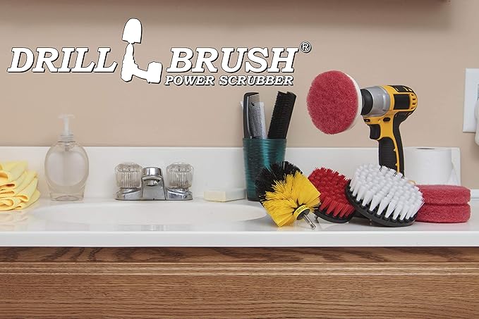 Cleaning Supplies - Bathroom Accessories - Drill Brush - Scouring Pad - Shower Cleaner - Bath Mat - Tile - Bathtub - Sink - Shower Door - Grout Cleaner - Kitchen Accessories - Outdoor - Scrub Brush