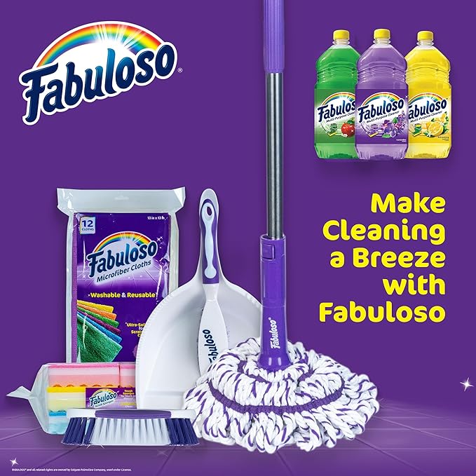 Fabuloso Twist Mop ?€? Self Wringing Mop with Non-Scratch Scrubber and Removable Washable Head for Floor Cleaning