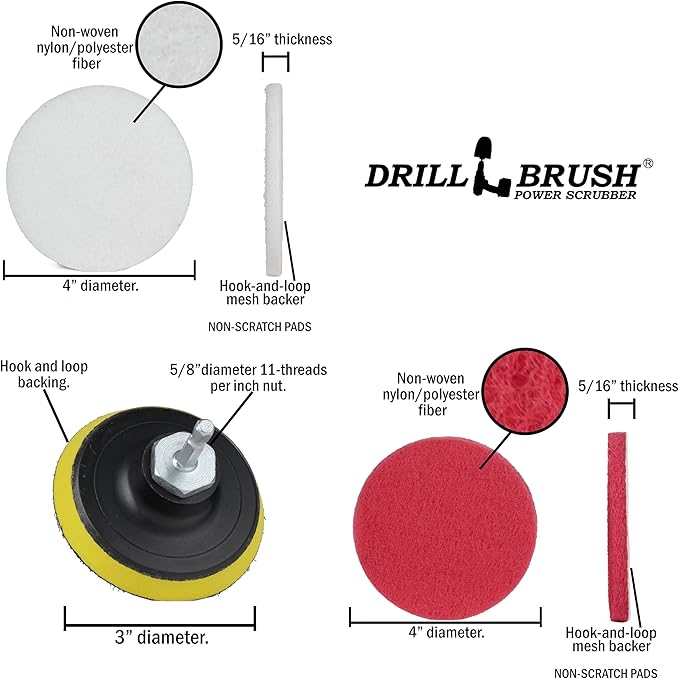 Drill Brush Attachment Multipurpose House Cleaning Supplies Set: Nylon Toilet Brush Kit, Lemon Lime Scented Cleaning Paste, Scrub Pads - Bathroom & Kitchen Tile Grout Cleaner - Household Essentials