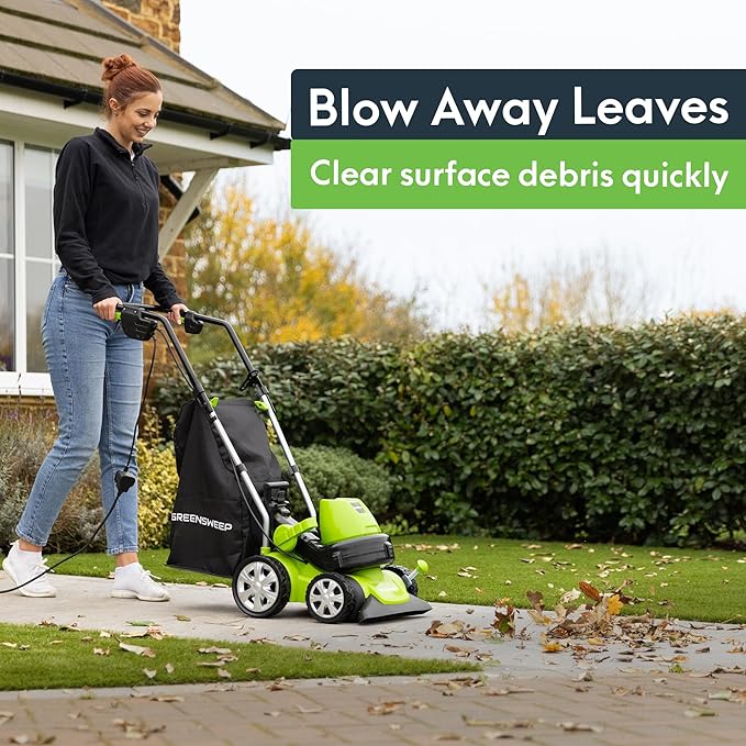 GreenSweep Vac & Blow | Compact 3 in 1 Vacuum, Blower & Mulcher for Small Yards, Artificial Lawns, Grass, Patio's & Driveways, for Upto 1,500 Sq Ft Spaces.