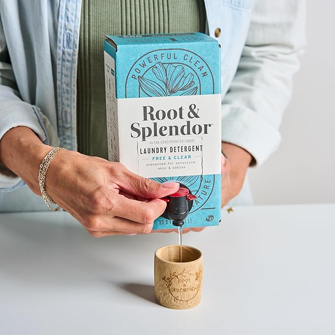 Root & Splendor Ultra Concentrated All Natural Laundry Detergent Liquid - Plant Based, Enzymatic Laundry Soap, Free & Clear Unscented, 1.5 Liter, 100 Loads