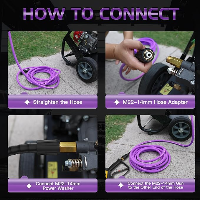 SITIMIMIL® Kink Resistant Super Flexible 1/4" Pressure Washer Hose 25FT, 3600PSI, M22-14mm, Universal Electric Power Washer Hose Replacement for Ryobi, Troy Bilt, Greenworks, More High Pressure Hose