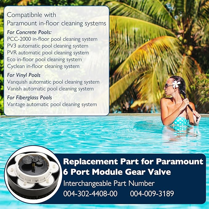 6 Port Gear Module Water Valve Replacement for Paramount, 004-302-4408-00 Floor Pool Cleaning, Valve Shell Oring,