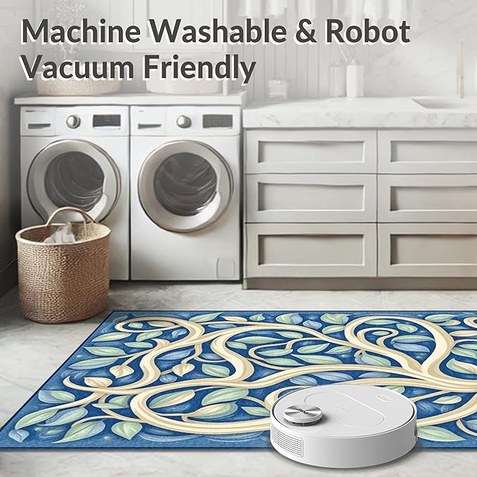 Flatwoven High Traffic Area Rug 4x6, Geometric Bathroom & Scrubber with Replaceable Heads, Non Slip, Stain Resistant, Washable Area Rugs for Living Room, Bedroom (Green, 4x6)