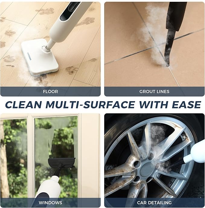 Steam Mop for Hardwood Floors, 11-in-1 Steam Cleaner with Handheld Steamer, 212°F Powerful Multi-Surface Cleaning for Tile, Grout, Carpet & Wall, Fast Heat, 22.9FT Cord, Floor Steam Mop