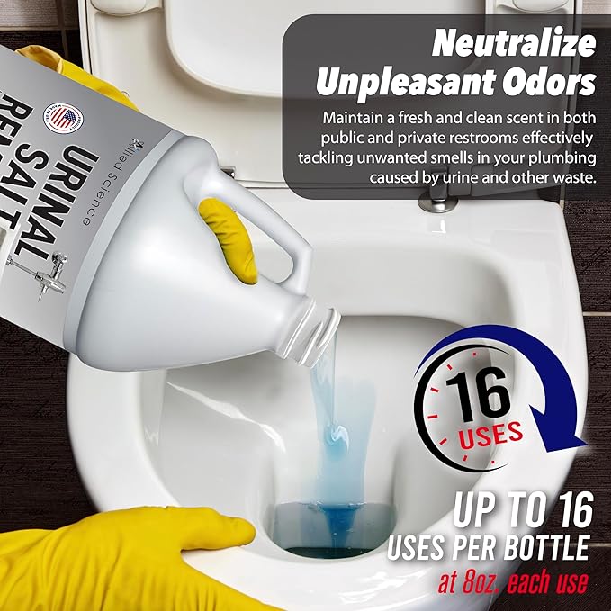 Urinal Salt Remover - Uric Acid Salts Scale Remover Unclogs Urinals and Removes Uric Acid Odors - 4 Gallons