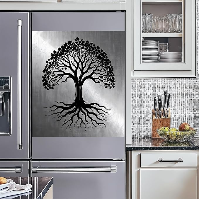 NYZE Black Tree of Life Dishwasher Magnets Decorative Cover Waterproof Magnetic Refrigerator Dish Washer Covers Panel for Kitchen Home Appliance Decor 23 x 26 Inch