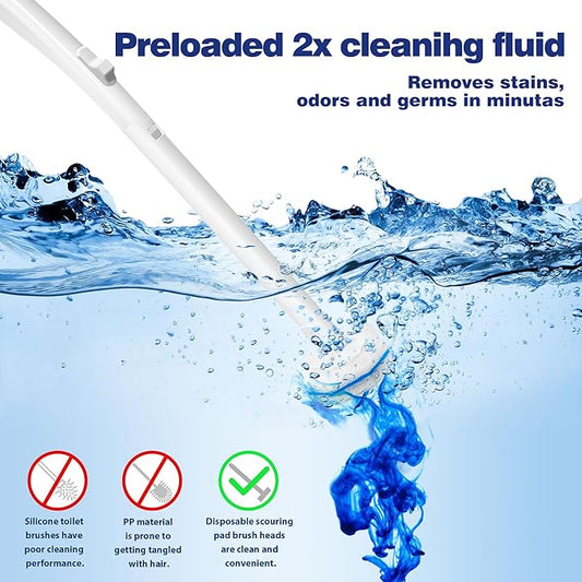 100 Pack Disposable Toilet Brush Heads, Toilet Bowl Wand Refills, Toilet Cleaning System Replacement, Refill for Most Toliet Wands, Prefilled 2X Cleaning for Deep Scrub of Toilets.