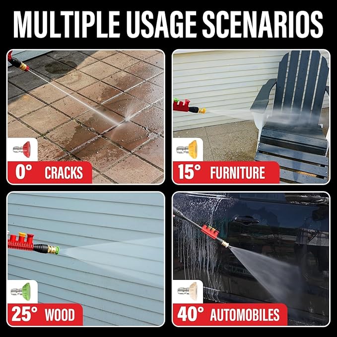 MZK Pressure Washer,with Anti-Tipping Technology,4 Quick-Connect Nozzles,Foam Cannon for Easy Replacement,High-Pressure Cleaning of Cars,Fences