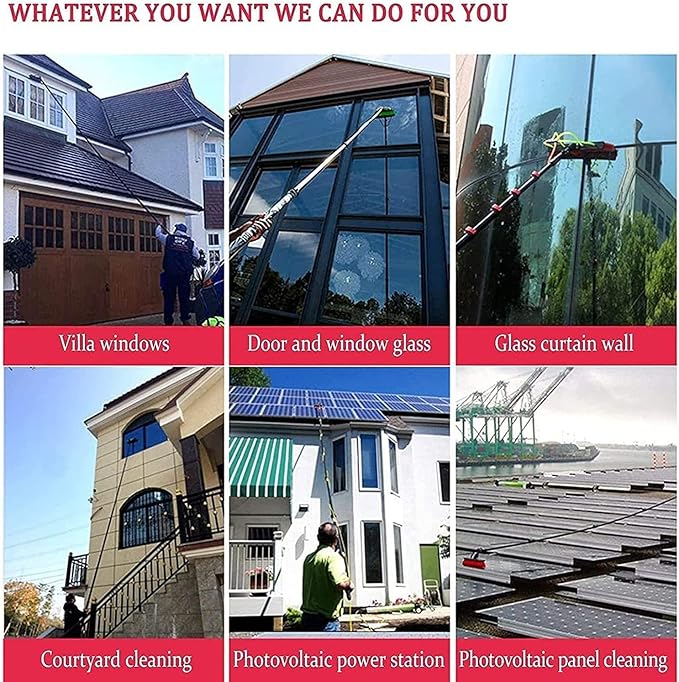 Photovoltaic Panel Cleaning 3.6-11M Water Fed Telescopic Brush Window Clean Extendable Cleaner Conservatory Roof Cleaning Tools Photovoltaic and Solar Panels Cleaner Kit,18ft/5.4m