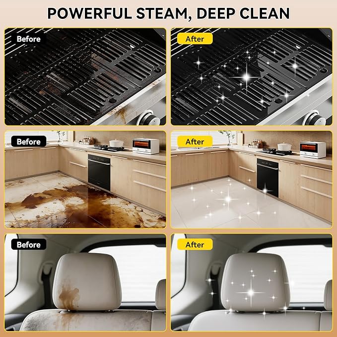 Steam Cleaner, Handheld Steam Cleaner - 2000W High Pressure 73PSI Portable Steamer with 68oz Tank & 24 PCS Accessories for Home Use, Car Detailing, Floor, Kitchen, Bathroom, Windows, Grout, Sofa