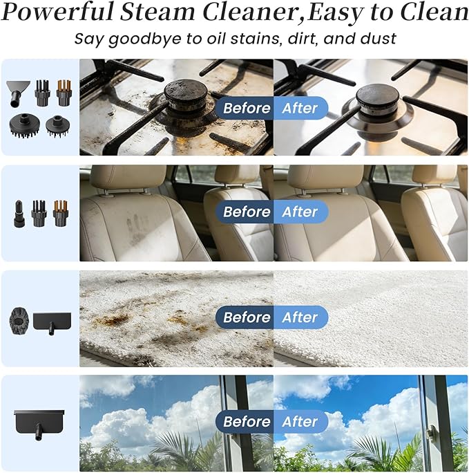 Steam Cleaner for Home & Car-Portable Handheld Steamer for Cleaning 3-Level Adjustable, 15s Heat-Up, Handheld Steam Cleaner for Home