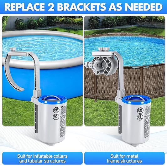Above Ground Pool Skimmer Comes with 3 Skimmer Socks | Height-Adjustable Wall Mount Surface Skimmer | Heavy-Duty Floating Pool Skimmer - Auto-Skimming Leaves & Fine Debris from Pool Surface