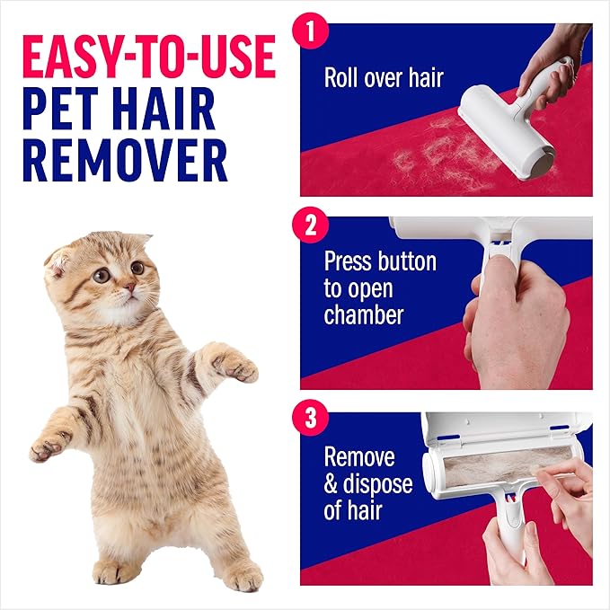 ChomChom Roller Pet Hair Remover – Original Size Reusable Lint Roller for Cat & Dog Hair on Furniture, Couch, Carpet, Car, Rugs & Bedding – Portable, Eco-Friendly (White) - Image 3