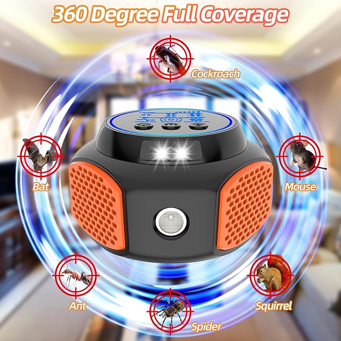 2026 Ultrasonic Mouse Repellent Plug in Indoor Pest Control for Rodent Mice Rat Squirrel Bat Roach Spider Ant Bug,Electronic Repellent Device Mouse Traps for Basement House Kitchen Garage 2pack
