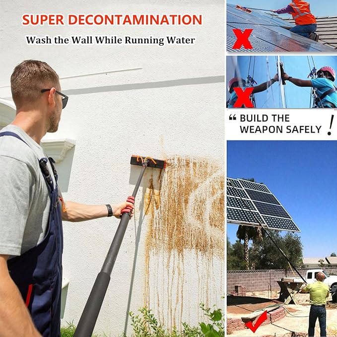 Window Cleaning Kit Window Cleaning Pole Water Fed Telescopic Brush 3.6M-11M Photovoltaic Panel Cleaning Tool 35Cm Brush Head for cleaning photovoltaic and solar panels