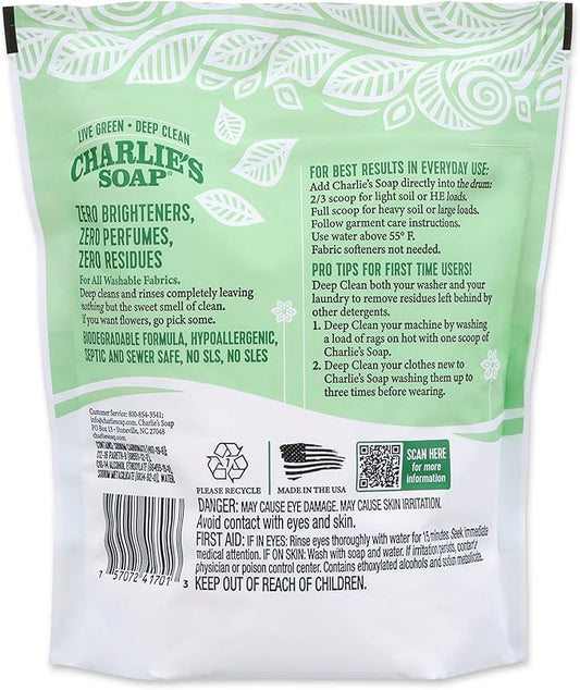 Charlie’s Soap Laundry Powder (100 Loads, 4 Pack) Deep Cleaning Washing Powder Detergent – Eco-Friendly, Safe, and Effective