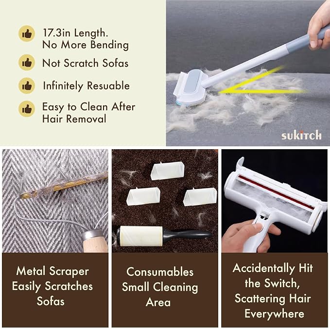 Dog & Cat Hair Remover for Couch, Reusable Lint Brush for Furniture | Multifunctional Fur Removal Tool, Reusable Design with No Refills Needed for Couch, Sofa, Bedding & Car Seats - Image 3