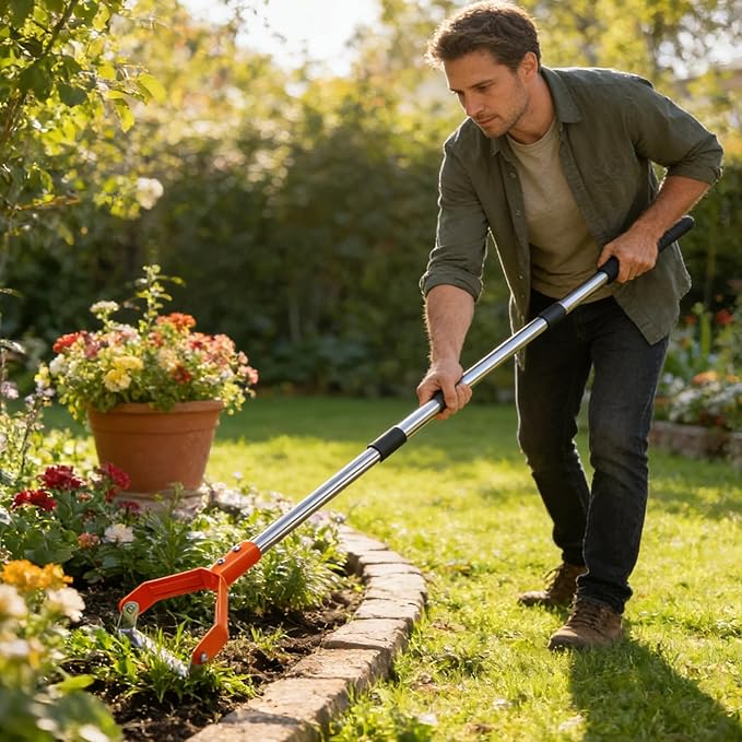 Garden Hoe for Weeding | Heavy Duty Loop Long Handle Shovel,Metal Weeder Scraper Gardening Hoe - for Digging Trenching Loosening Hoeing Edging Farm Lawn Backyard Patio Flower Bed
