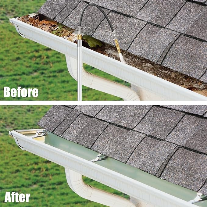 Gutter Cleaning Tools from The Ground, Telescoping Gutter Cleaner Wand with Adjustable Water Flow, Rain Gutter Cleaning Tool