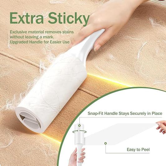 Extra Sticky Lint Roller for Pet Hair, 100 Sheets, 1 Handle | Ready-to-Use Roller for Clothes, Couch, Furniture, Car & Travel - Image 2