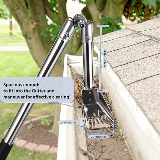 Gutter Cleaning Tools, 6.4FT Gutter Cleaner with Pole & Gutter Brush, Gutter Cleaning Tools from The Ground for Removing Leaves and Debris from roof gutters
